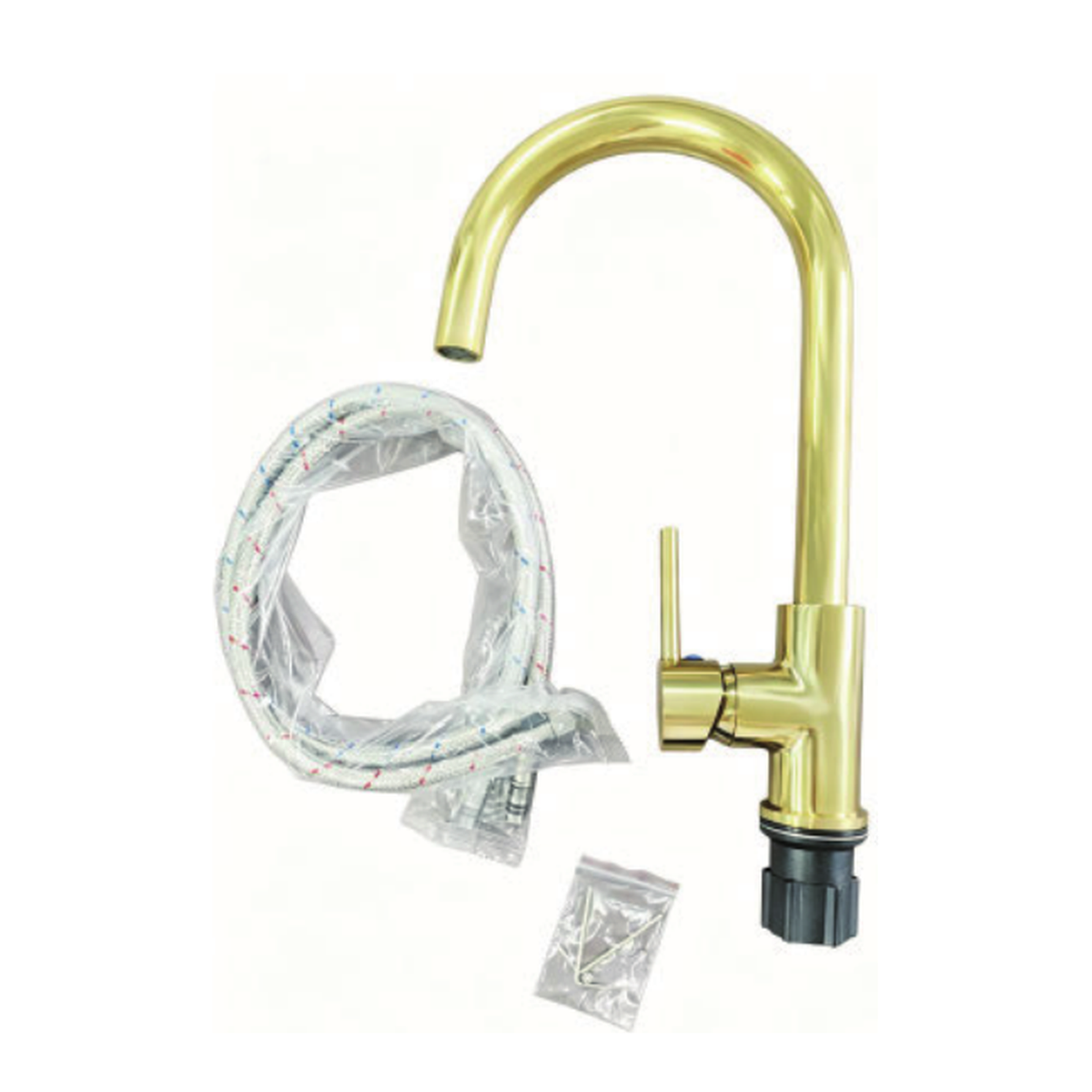 Unlacquered Brass Single-Lever Kitchen Faucet with Gooseneck Spout technical document