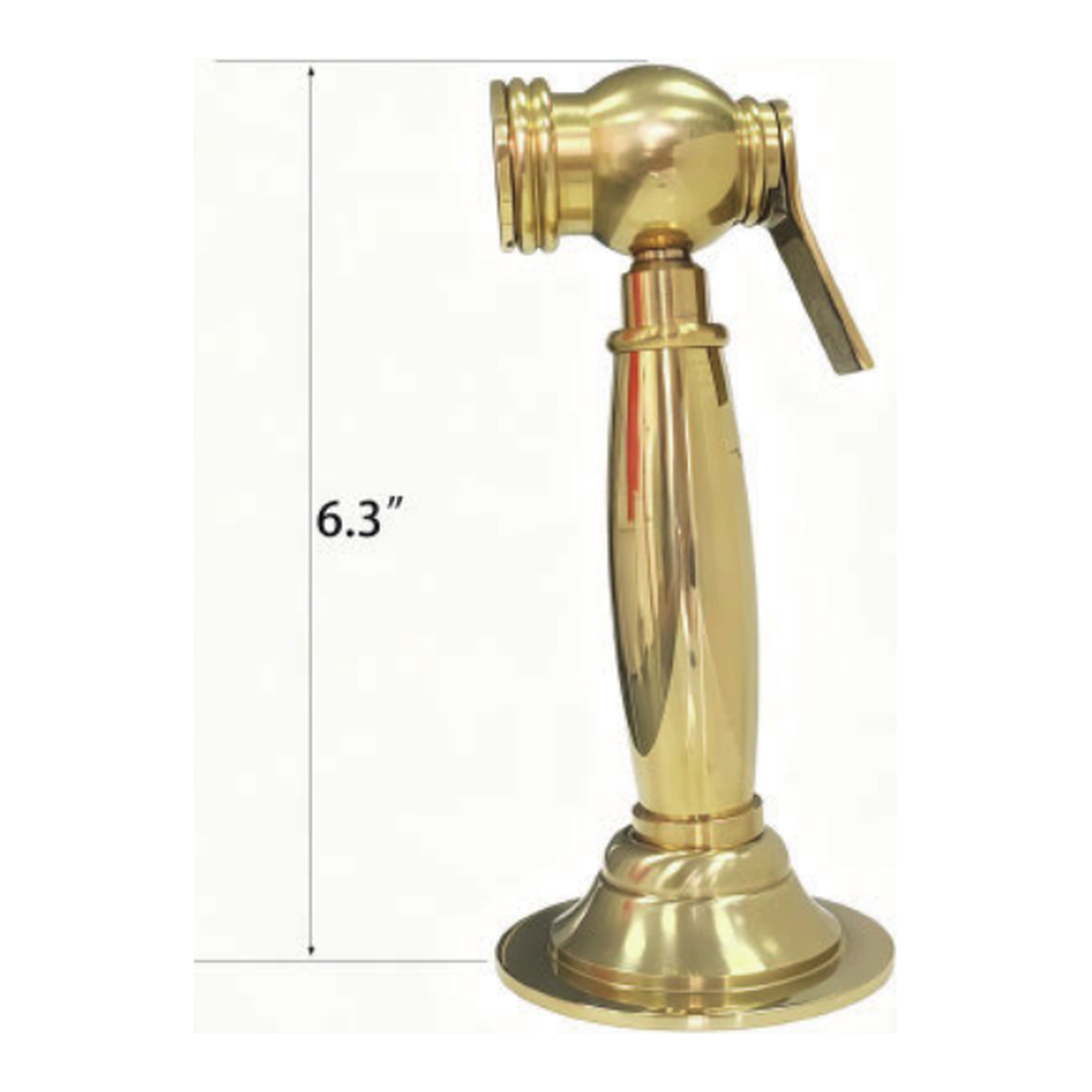Solid Unlacquered Brass Deck-Mount Kitchen Side Sprayer with Flat Paddle Trigger technical document