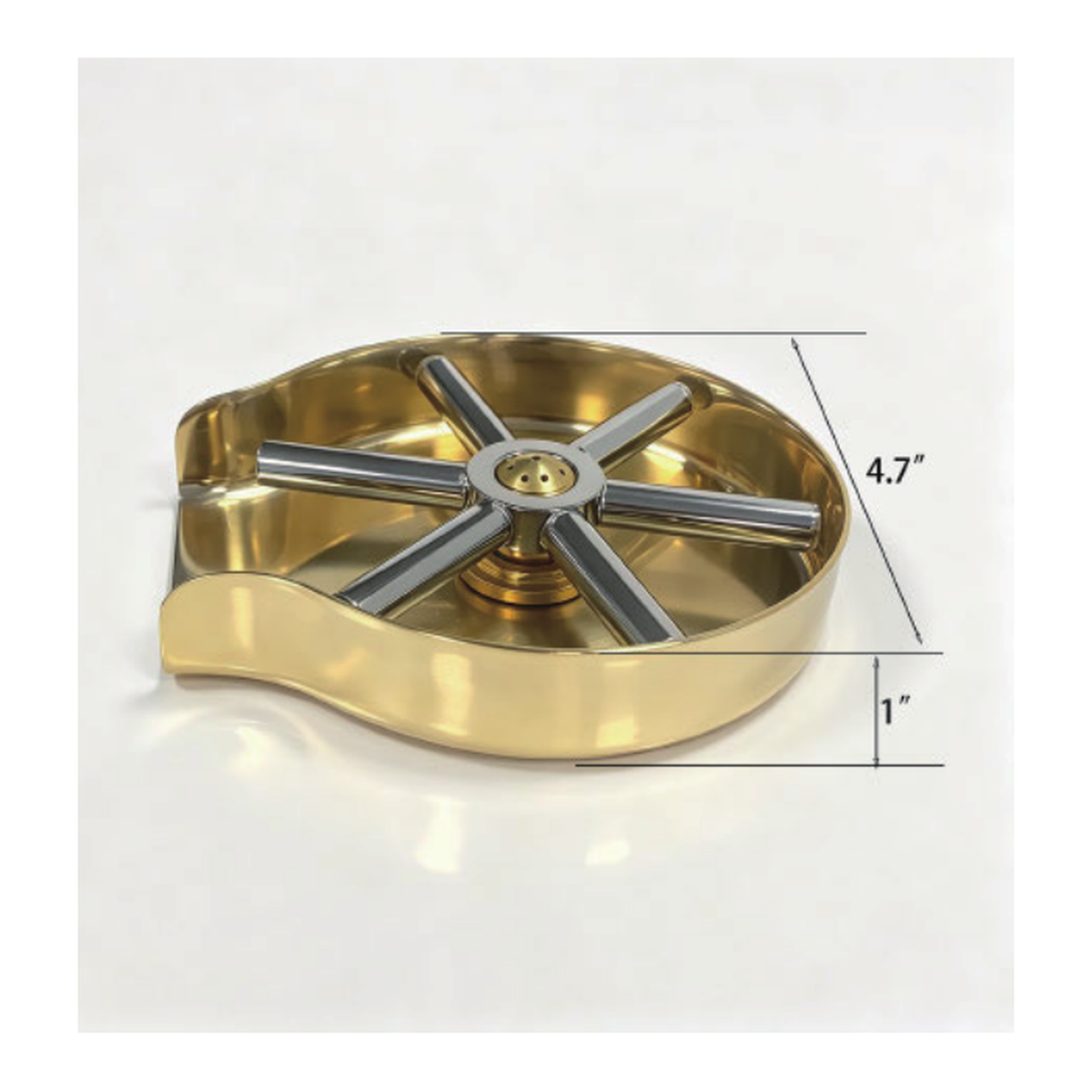 Solid Unlacquered Brass Deck-Mount Kitchen Glass Rinser with Six-Arm Spray Rosette technical document