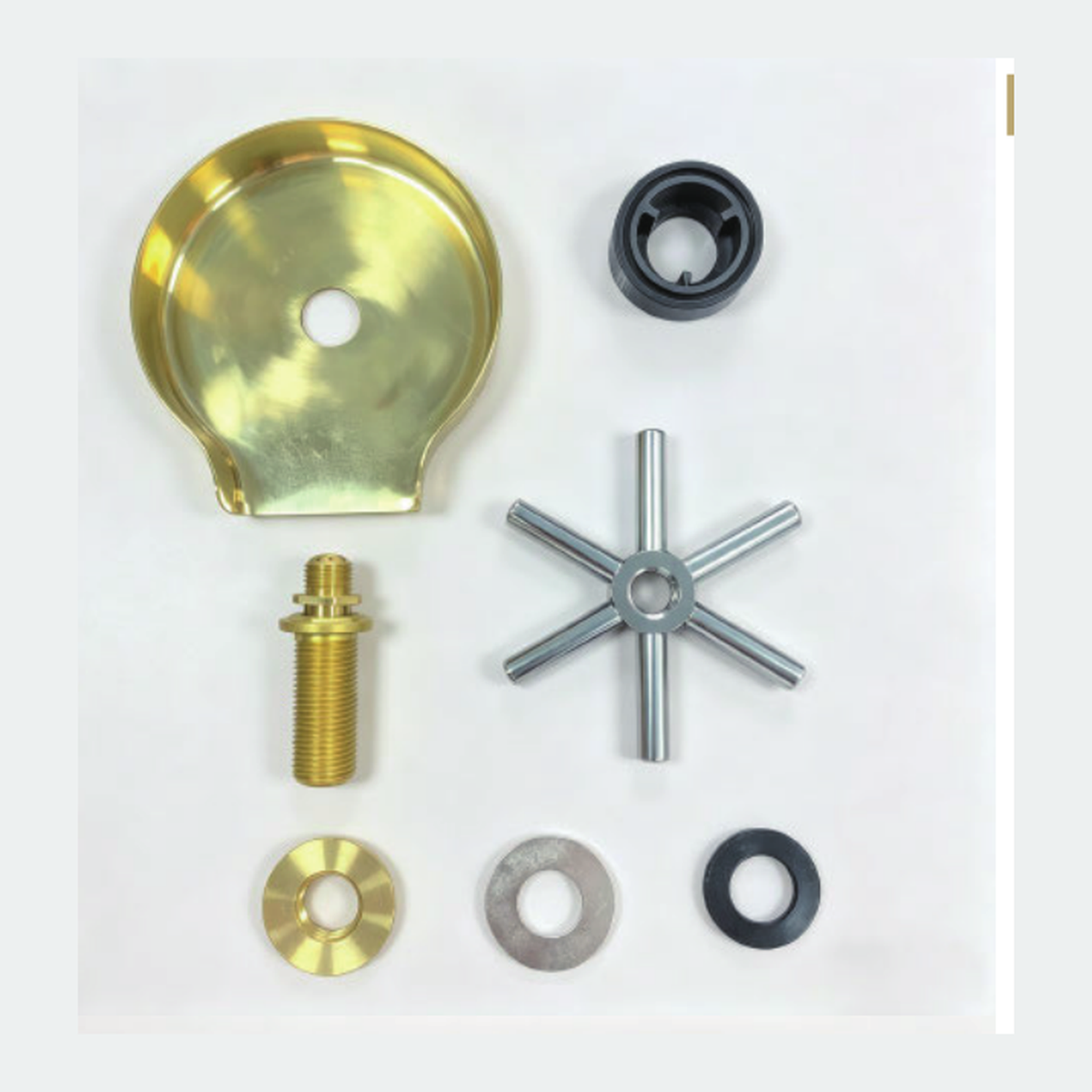 Solid Unlacquered Brass Deck-Mount Kitchen Glass Rinser with Six-Arm Spray Rosette technical document
