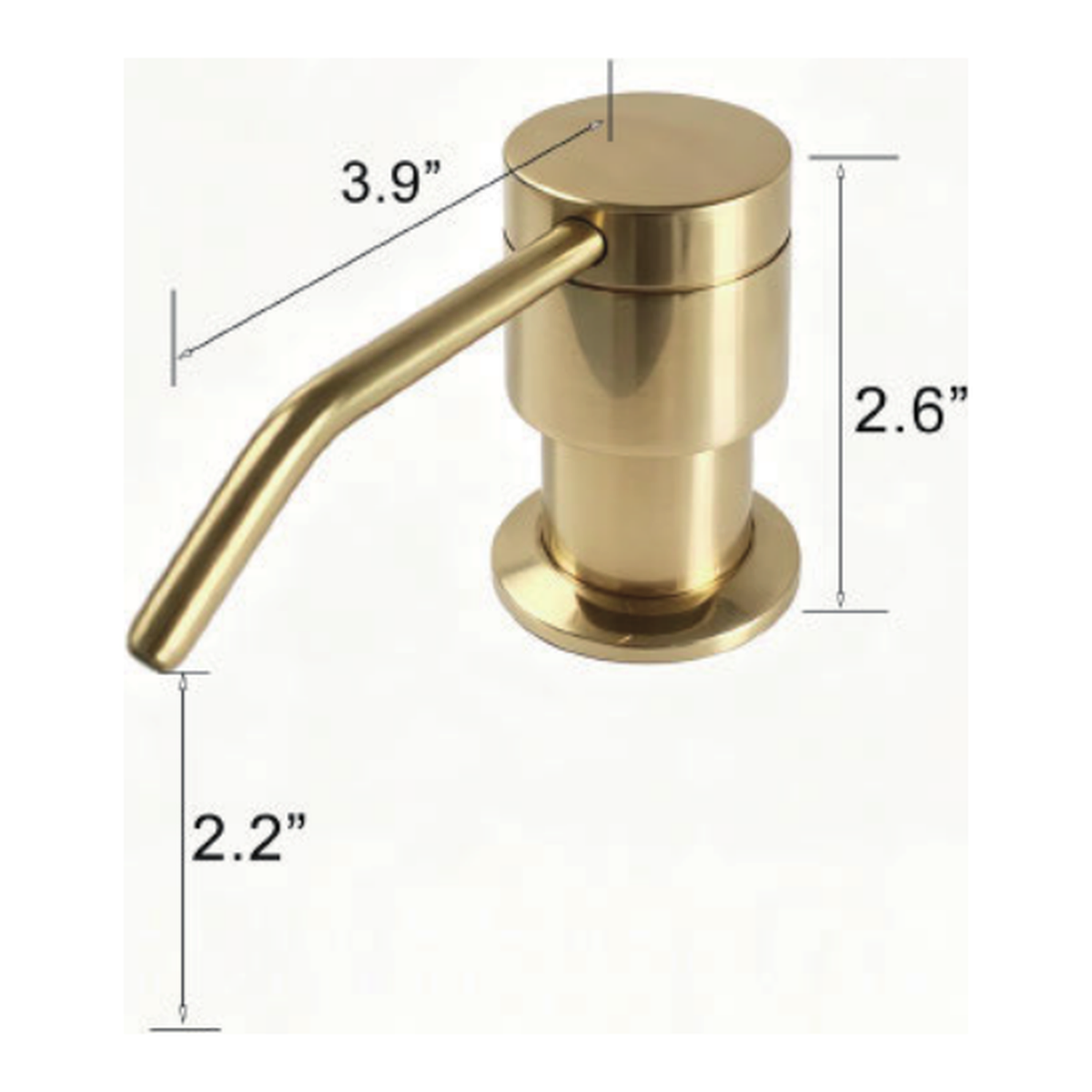 Solid Unlacquered Brass Deck-Mount Soap Dispenser for Kitchen and Bath technical document