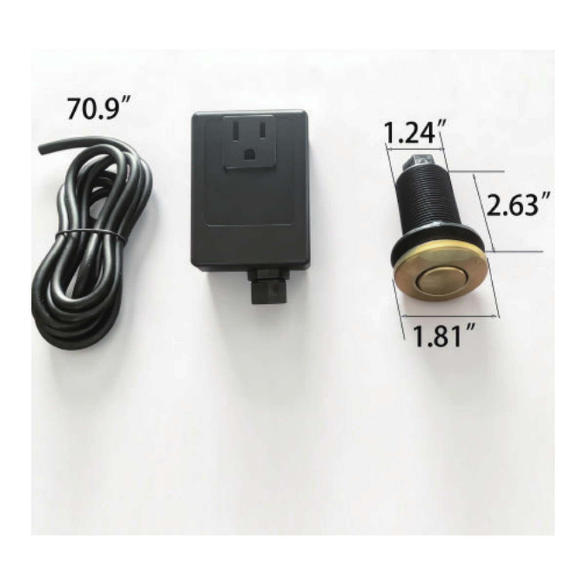 Brass Deck-Mount Garbage Disposal Air Switch with Domed Push Button and Outlet Module technical document