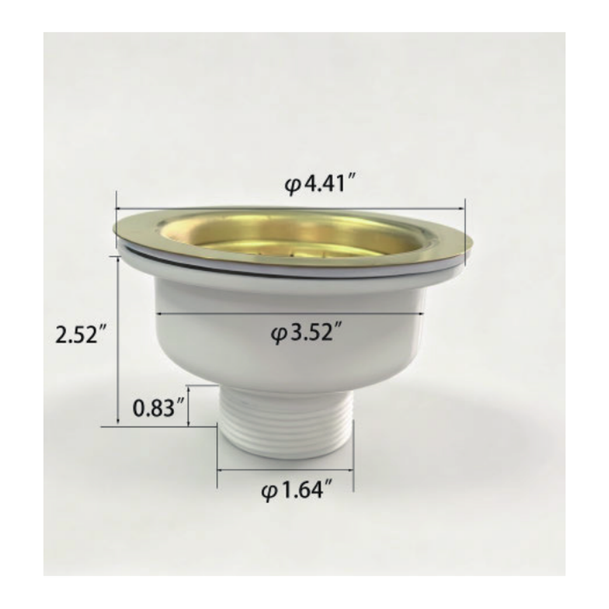 Brass Drop-In Kitchen Sink Drain Assembly with Basket Strainer and Threaded Tailpiece technical document