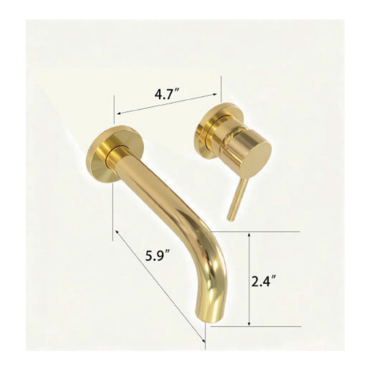 Unlacquered Brass Wall-Mount Single-Handle Bathroom Faucet with S-Curve Spout and Straight Lever Handle technical document