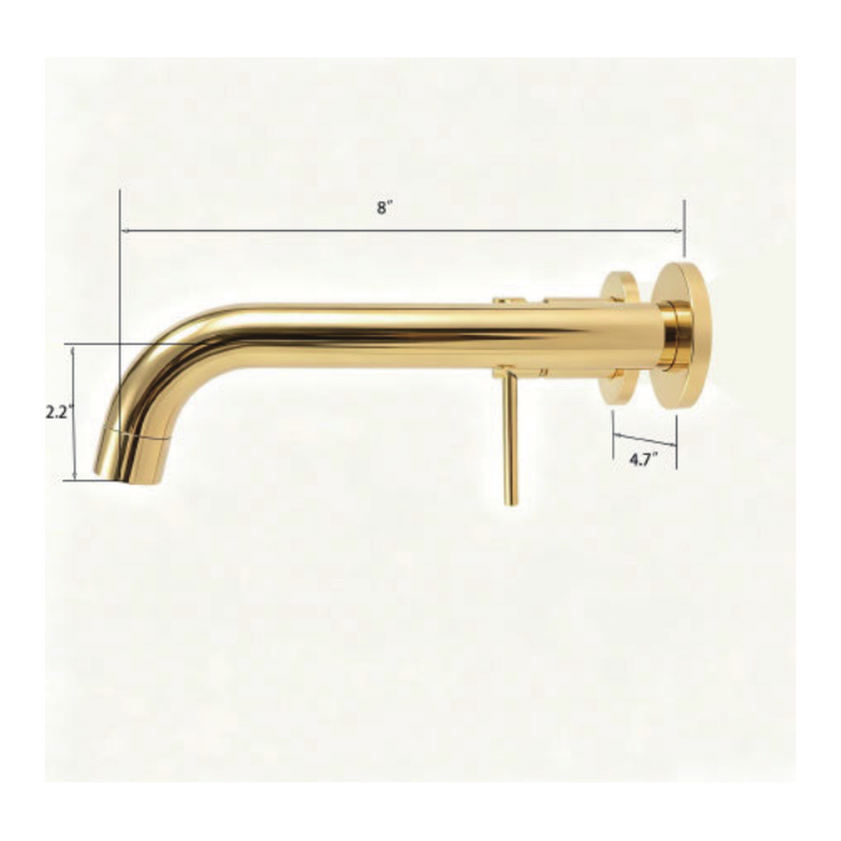 Unlacquered Brass Wall-Mount Single-Handle Bathroom Faucet with Right-Angle Spout and Straight Lever Handle technical document