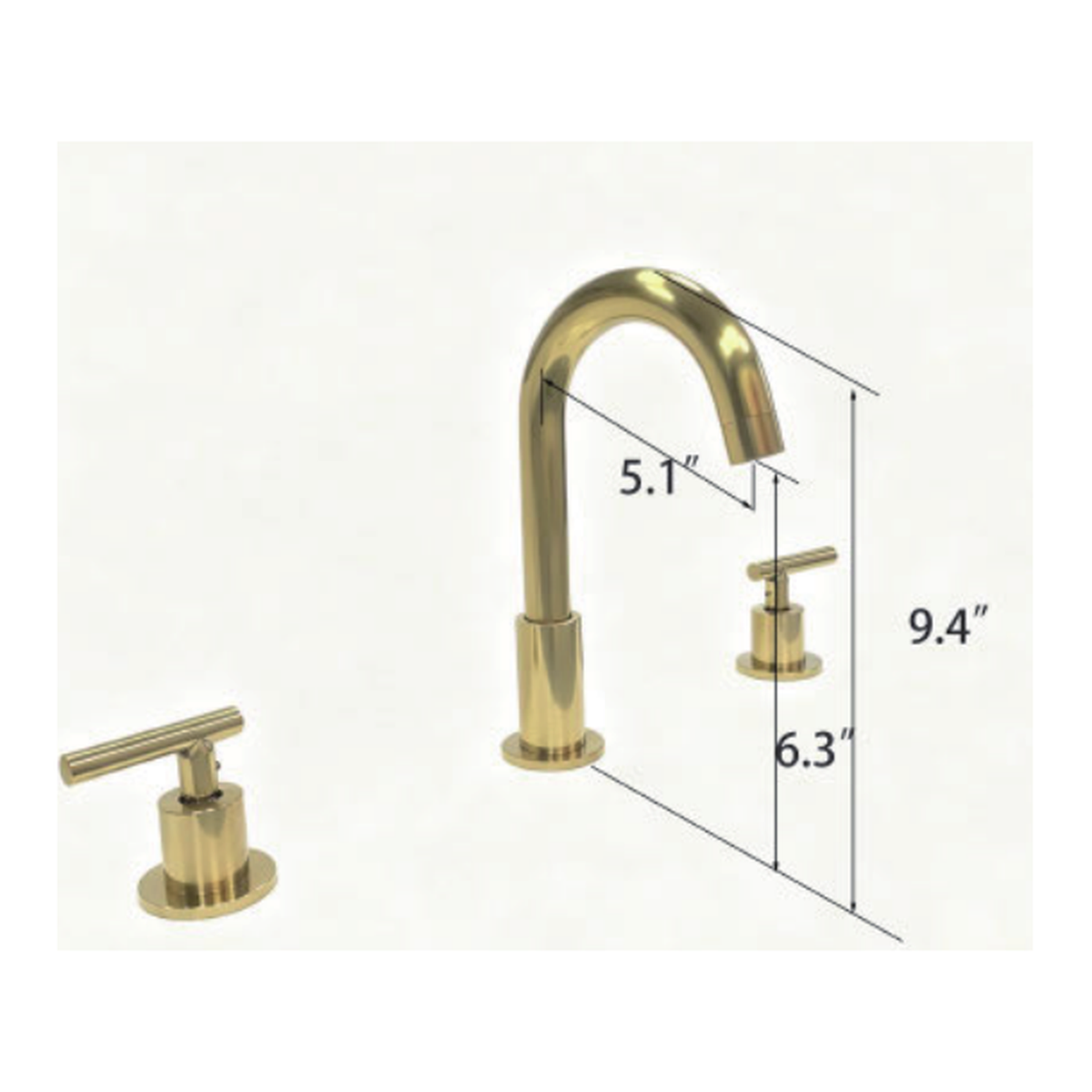 Unlacquered Brass Widespread Bathroom Faucet with Tall Gooseneck Spout and T-Bar Lever Handles technical document