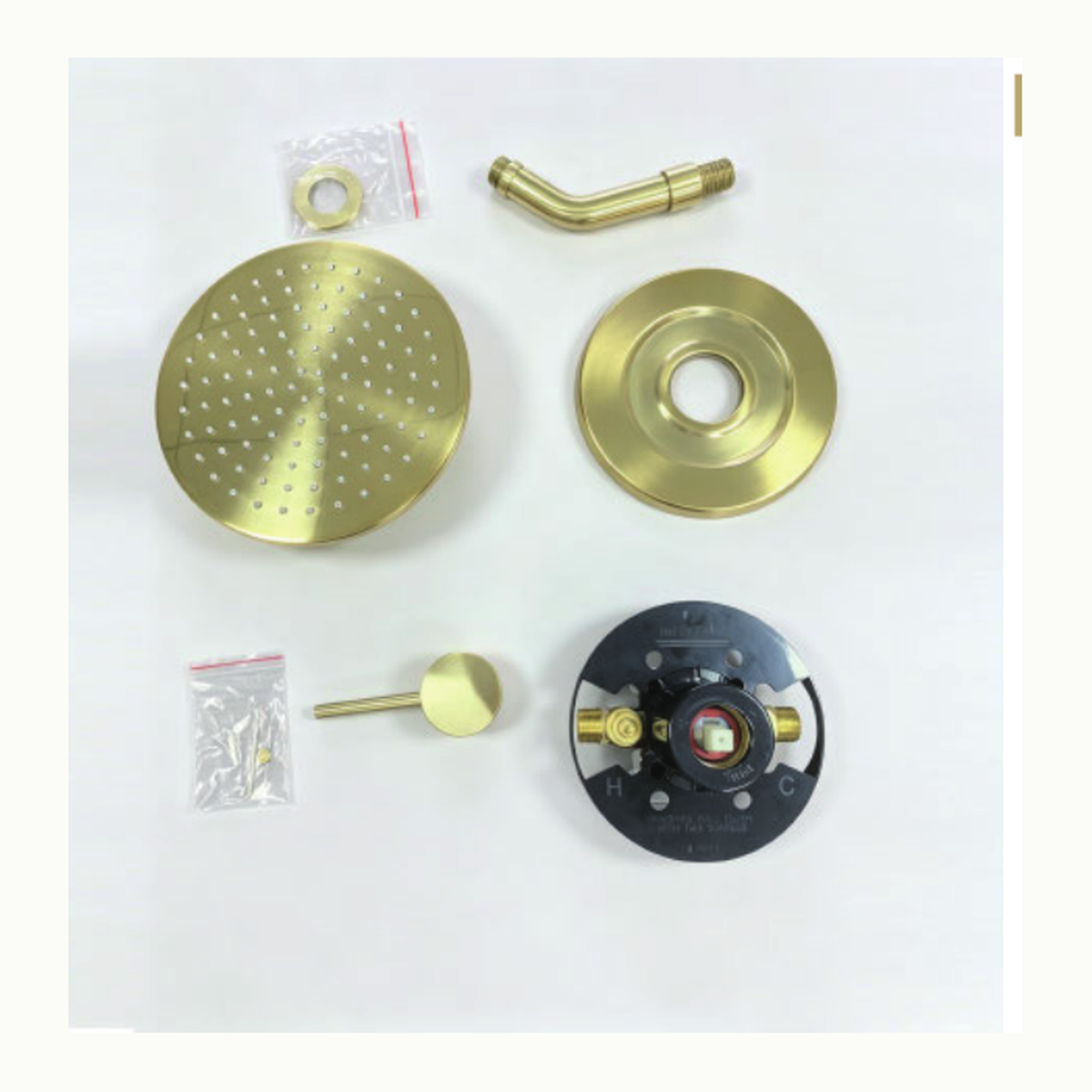 Unlacquered Brass Wall-Mount Shower System with Eight Inch Rain Head and Single Lever Handle technical document