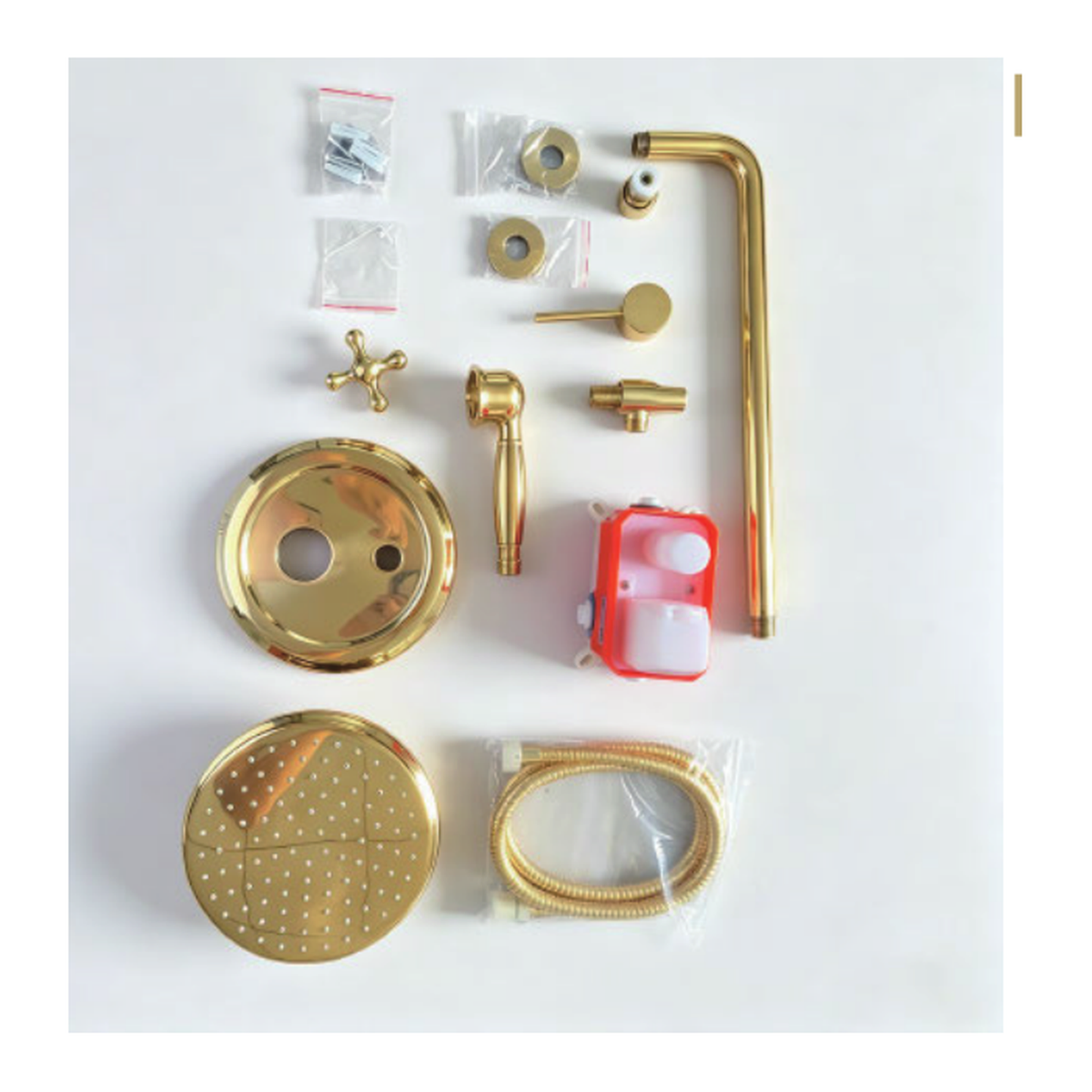Unlacquered Brass Wall-Mount Shower System with Rain Head, Handshower and Diverter Lever technical document