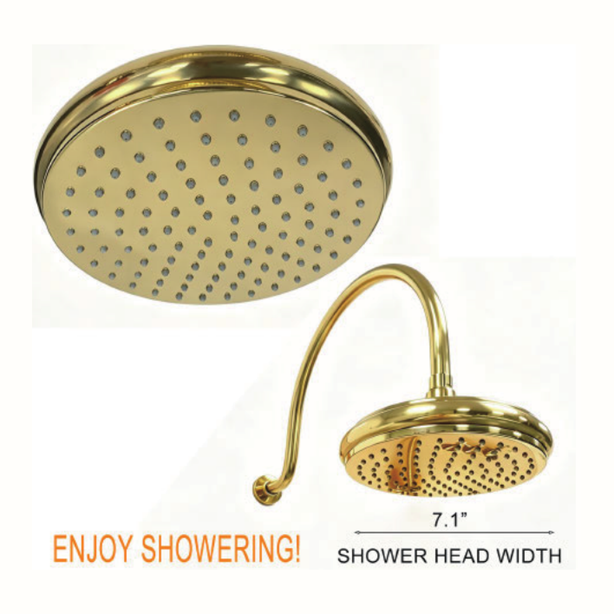 Unlacquered Brass Wall-Mount Tub and Shower System with Gooseneck Arm, Rain Head, Handshower and Tub Spout technical document