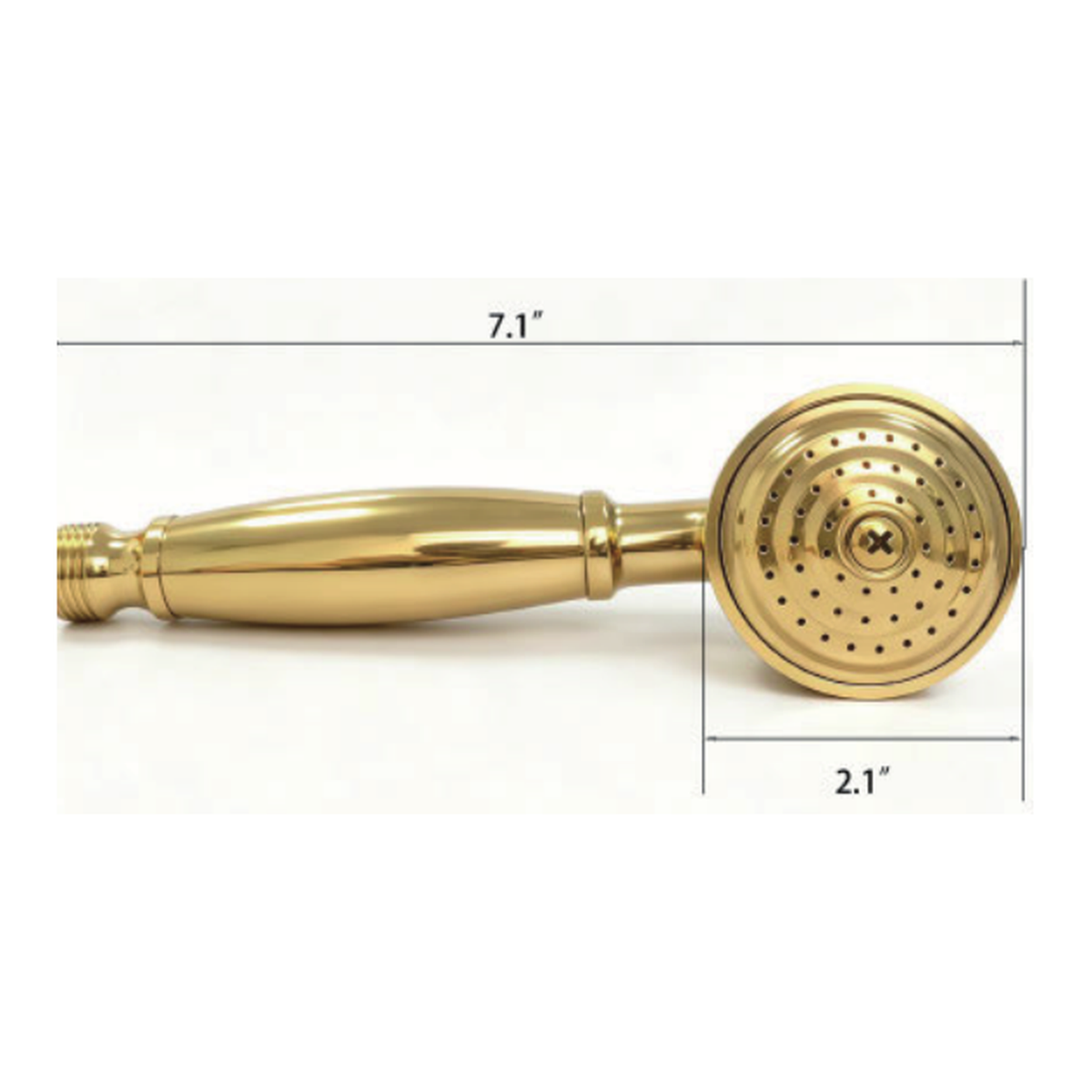 Solid Unlacquered Brass Telephone Handshower with Turned Baluster Handle and Bell Shaped Head technical document