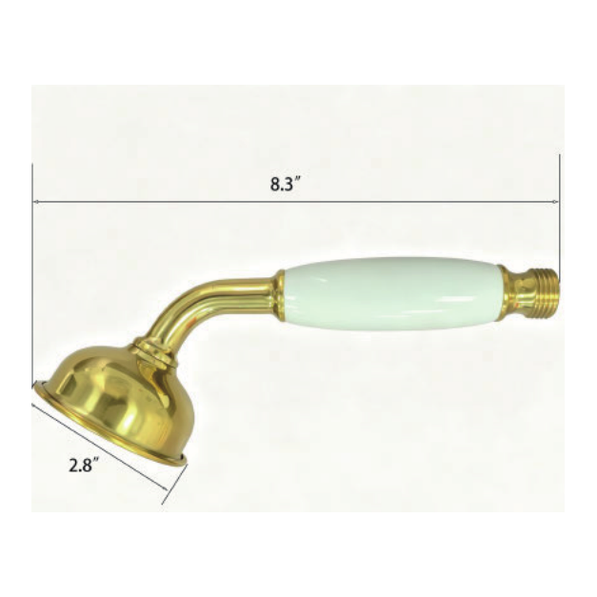 Solid Unlacquered Brass and White Ceramic Telephone Handshower technical document
