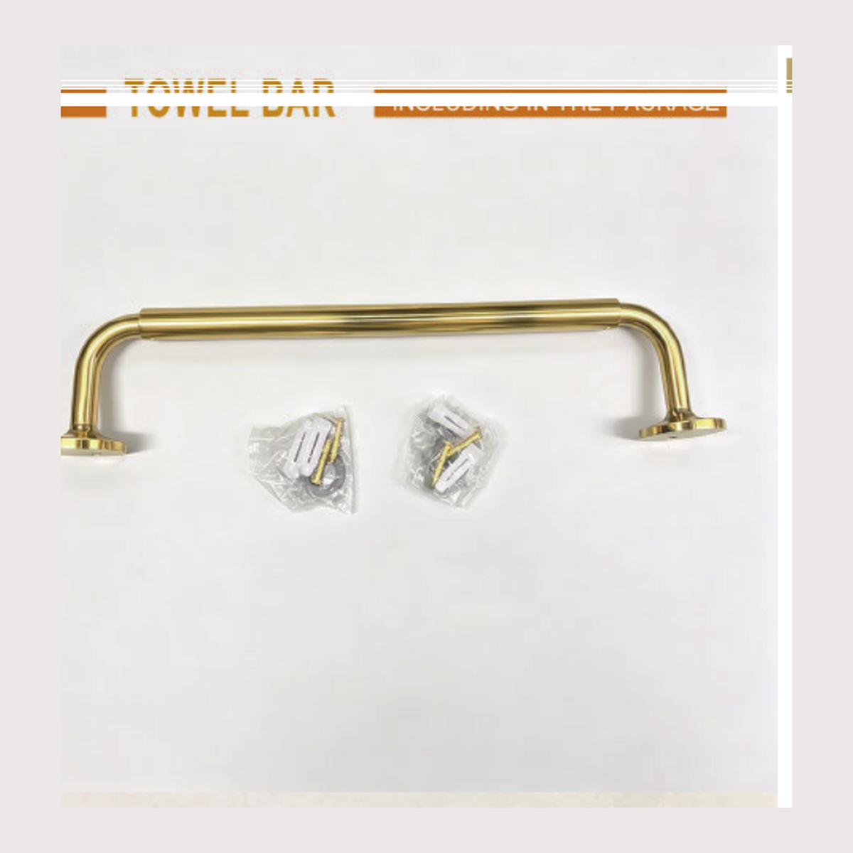 Solid Unlacquered Brass Wall-Mount Single Towel Bar with Flat Round Backplates and Stepped Bar technical document