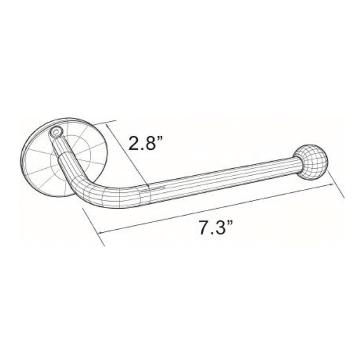 Solid Unlacquered Brass Wall-Mount Toilet Paper Holder with Open Ball-End Bar technical document