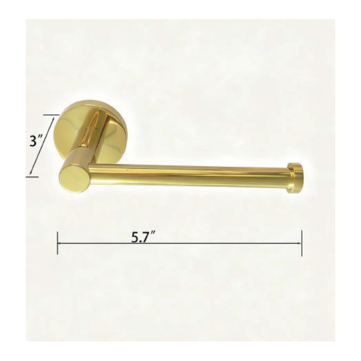 Solid Unlacquered Brass Wall-Mount Open-End Toilet Paper Holder with Round Backplate and Slim Pivot Post technical document