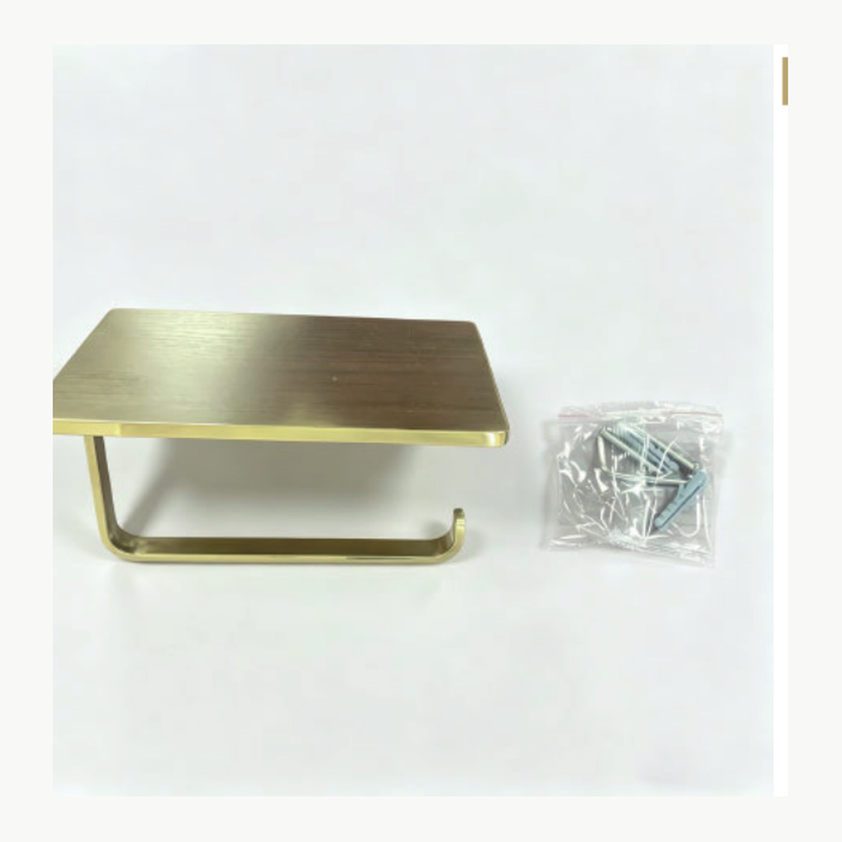 Solid Unlacquered Brass Wall-Mount Toilet Paper Holder with Phone Shelf technical document