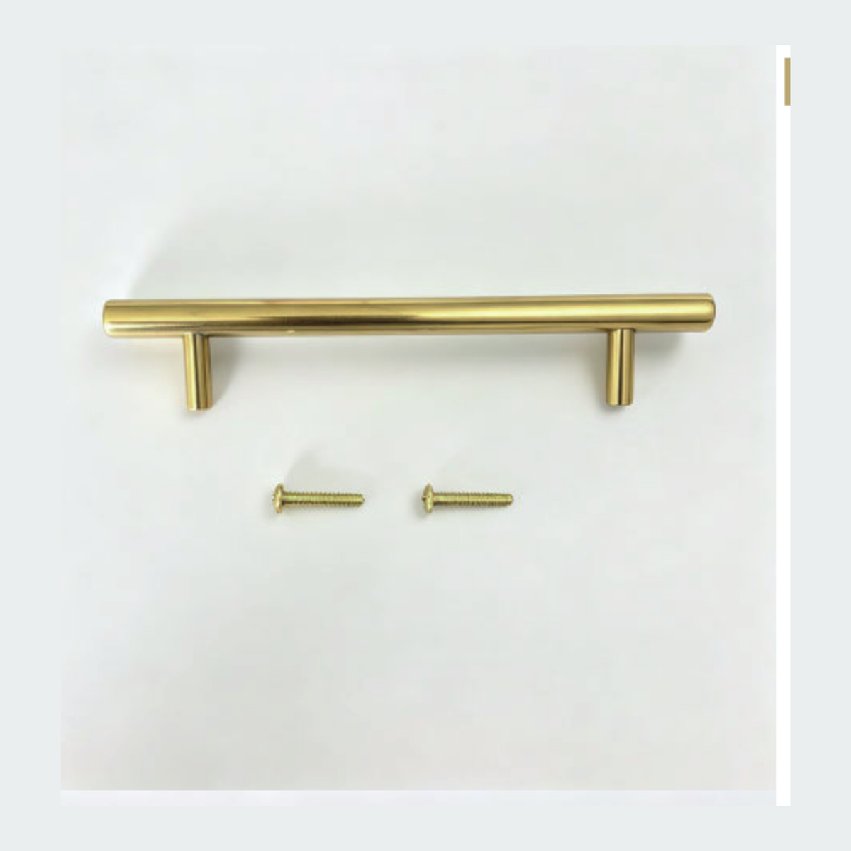 Solid Unlacquered Brass T-Bar Cabinet Pull with Slim Round Tube and Two Straight Posts technical document