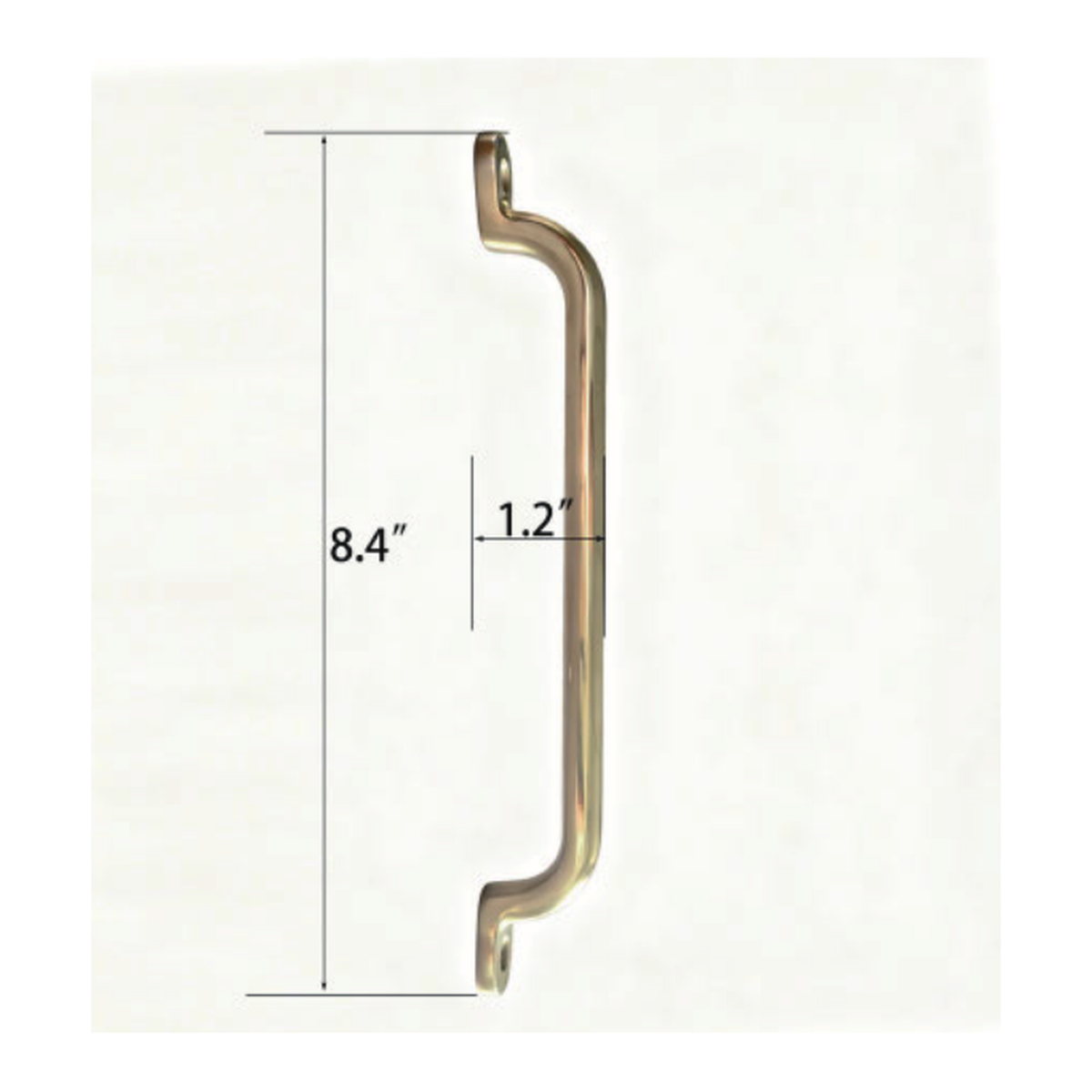 Solid Unlacquered Brass Cabinet Pull with Flat Strap Grip and Rolled Scroll Ends technical document