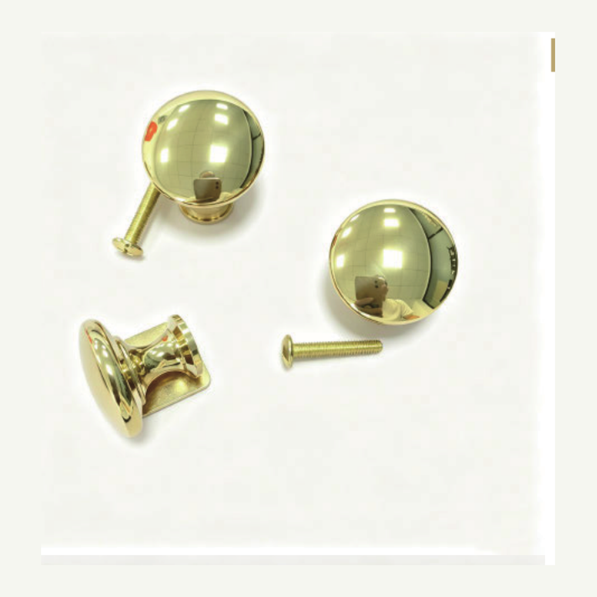 Solid Unlacquered Brass Single-Screw Cabinet Knob with Domed Cap and Round Base technical document