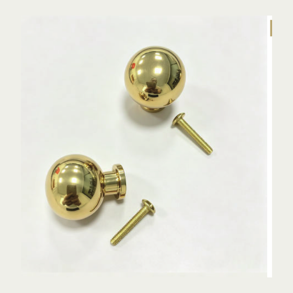 Solid Unlacquered Brass Round Ball Cabinet Knob on Short Cylinder Base technical document