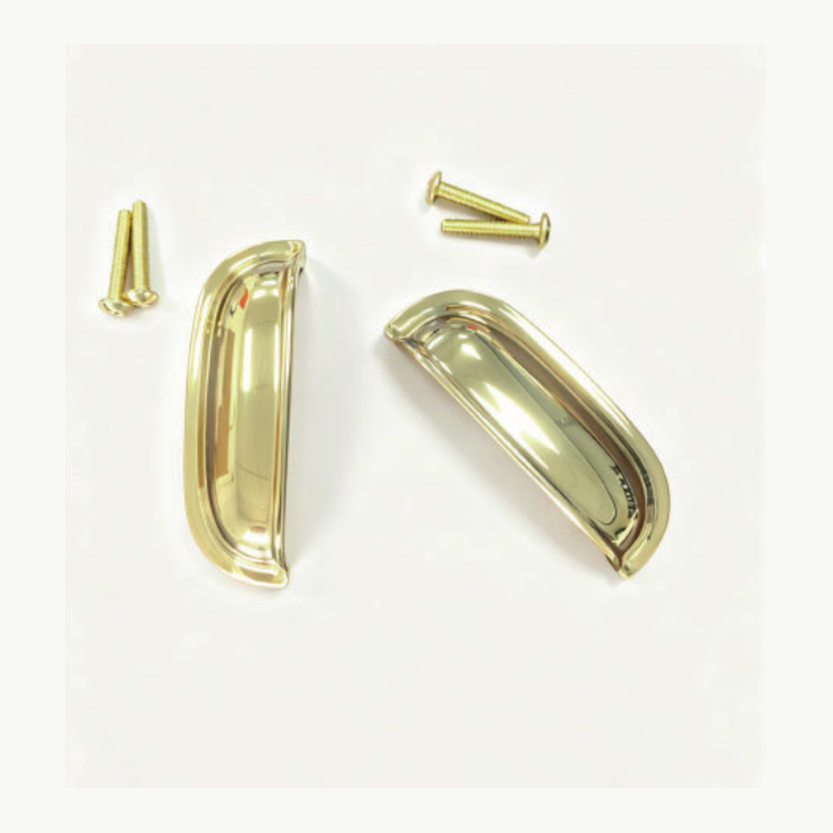 Solid Unlacquered Brass Cup Pull with Rolled Edge and Two Screw Mounts technical document